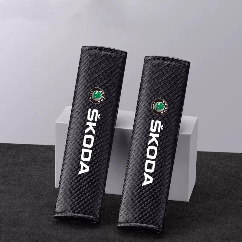 ABC3  2Pcs Car Seat Belt Cover Shoulder Protector Cushion Pad for Skoda Octavia 2 3 Fabia Superb Rapid Kodiaq Karoq Auto Accessories