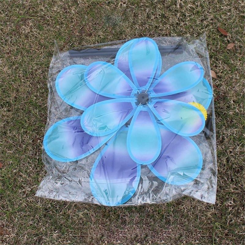 Lawn Decoration Spinner Two Layer Pinwheels with Stakes Eye Catching for Garden