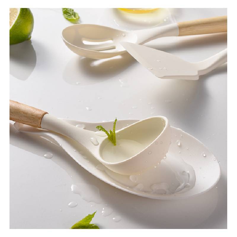 Silicone Kitchen Utensil Set With Wooden Handles For Nonstick Cookware And Heat Resistance