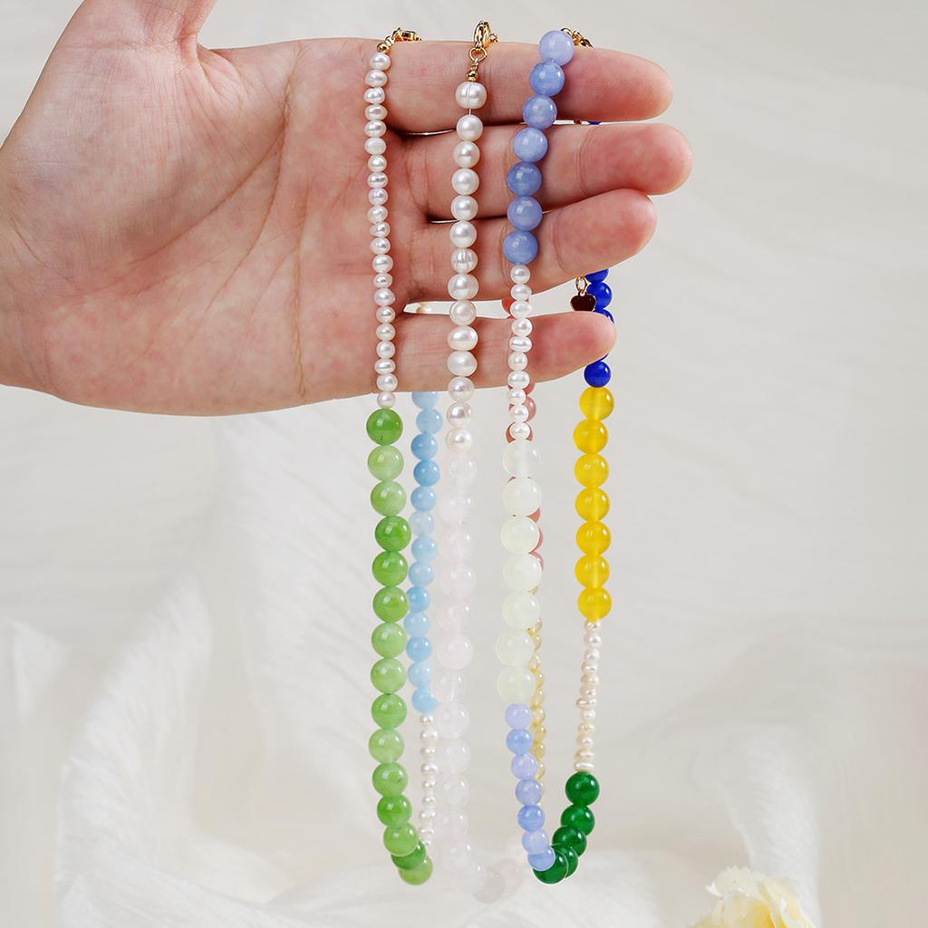 Natural crystal necklace, irregular pearl necklace, Bohemian bead necklace, jewelry