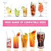 10 Pcs Reble Glass Drinking Straws, 8” Colorful Glass Straws Shatter Resistant with 2 Cleaning Brush, Set of 5 Straight and 5 Bent Reble Straw for