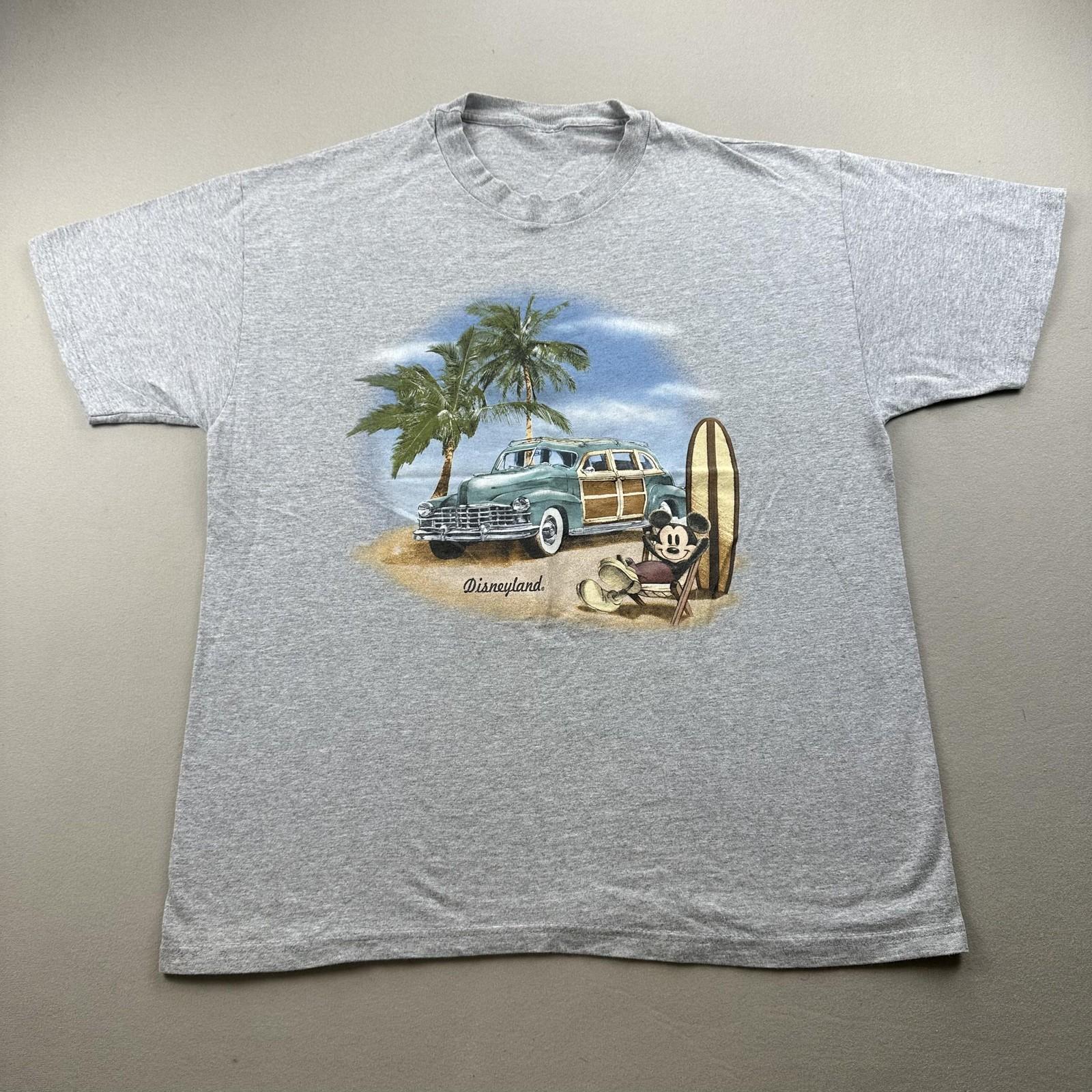 Vintage Disneyland Mickey Mouse T-Shirt Mens Large Gray Surf Woody Car Beach y2k 4XL