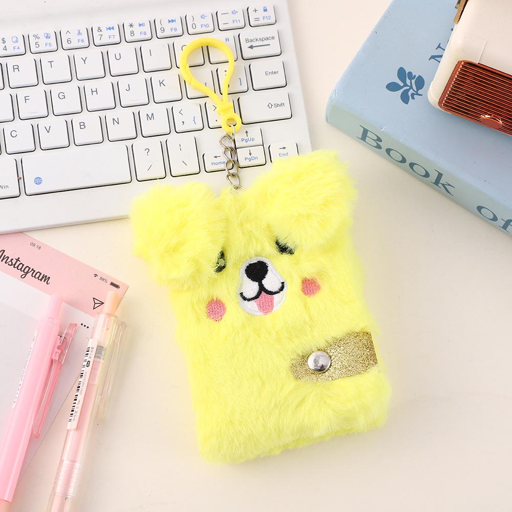 Plush Mini Notebook with Hook - Portable Durable Cute Kitten & Puppy Diary with Sticky Notes