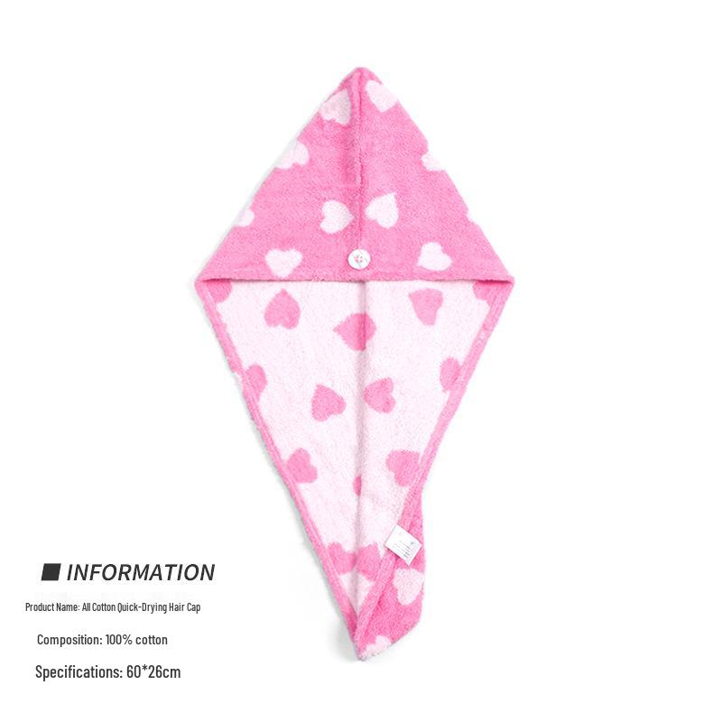 Quick-Drying Cotton Hair Cap for Women & Kids - Super Absorbent, Thick Shower Cap/Towel