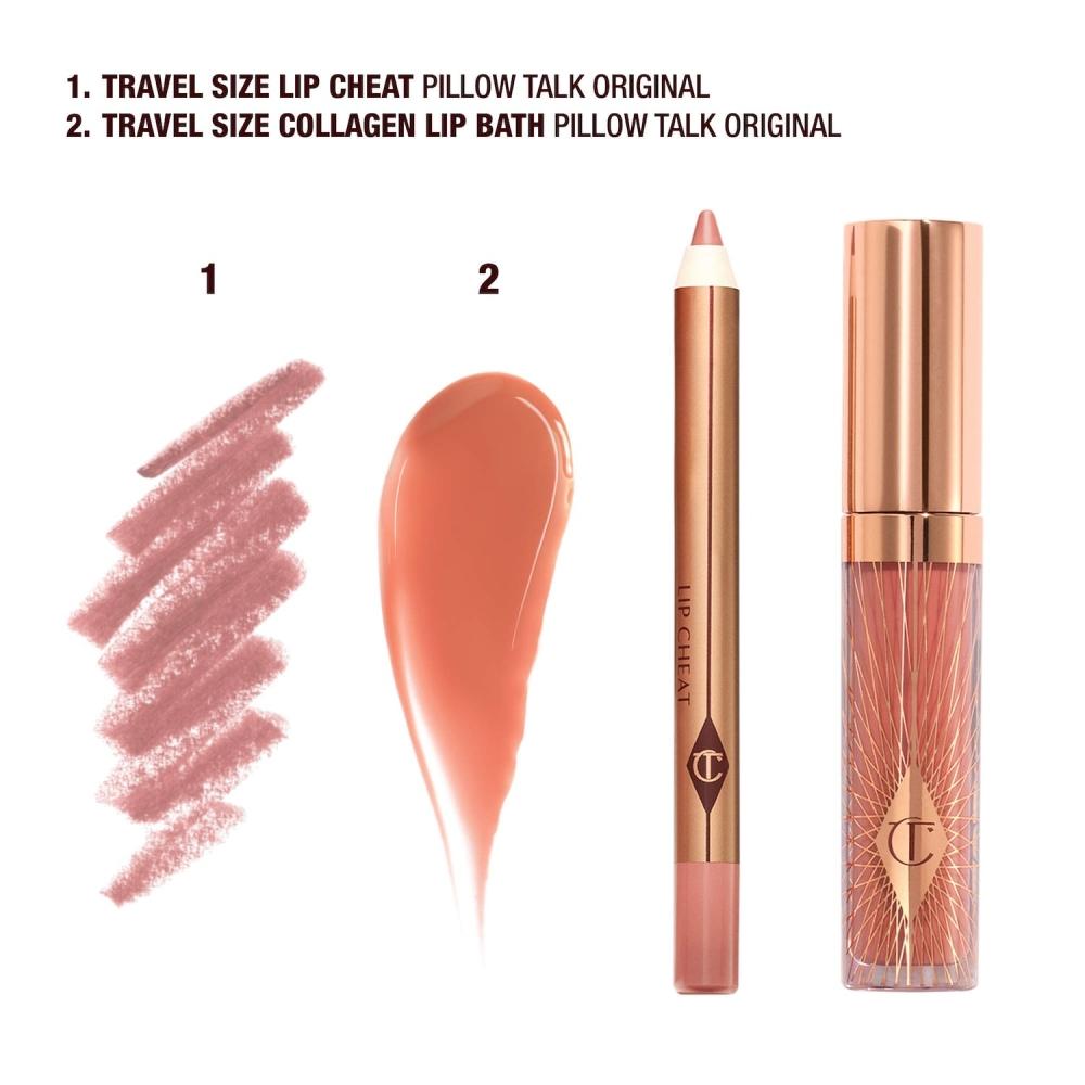 Charlotte Tilbury Mini Pillow Talk Glossy Lip Duos  Collagen Lip Bath 2.6ml   Lip Cheat 0.8g