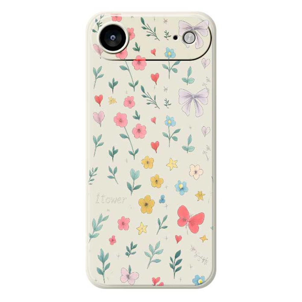 For iPhone 17 Air Case Floral Bow Pattern Printing Straight Edge TPU Phone Back Cover