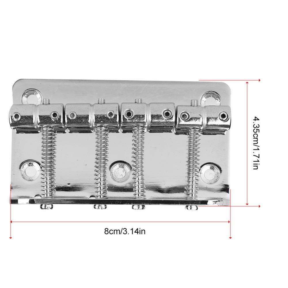 Premium Metal Electric Bass Bridge 80mm Width Silver/Black Bass Bridge Replacement Bass Accessory Bass Guitar Replacement