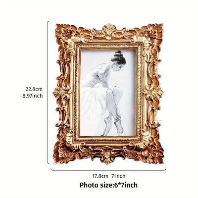 Retro Minimalist Resin Photo Frame, Desktop Personalized Photo Frame, Retro Gold Home Decoration