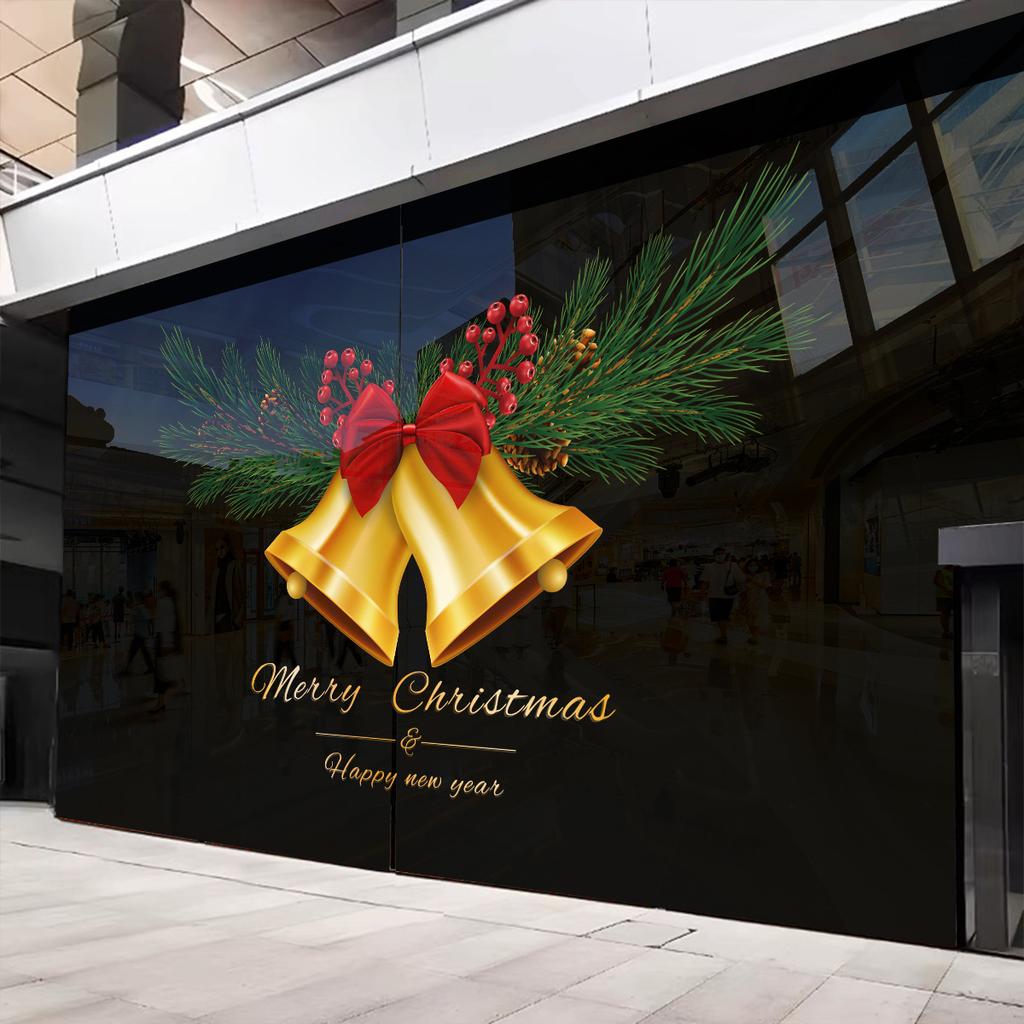 Christmas Decorations Static Glass Doors Shop Windows Bells Window Decorations Stickers