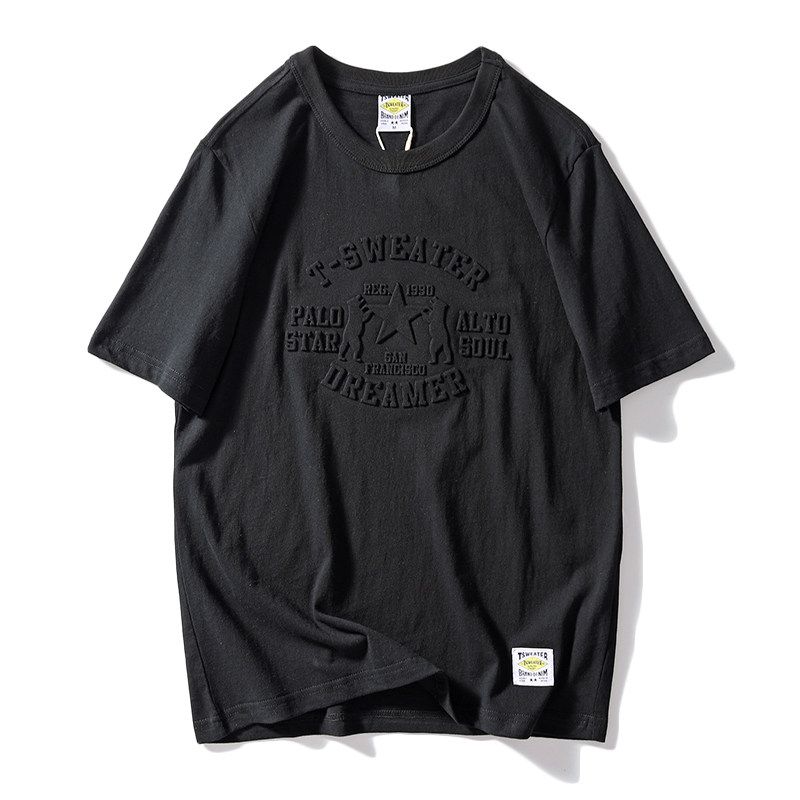 Foreign Trade Tail Order Cut Label Retro Ins Top T-shirt with Short Sleeves Black M