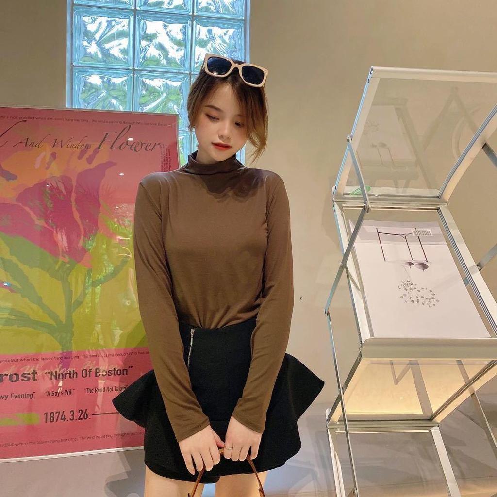 Women's Autumn Nine-Color Semi-High Neck Slimming Long Sleeve Base Shirt