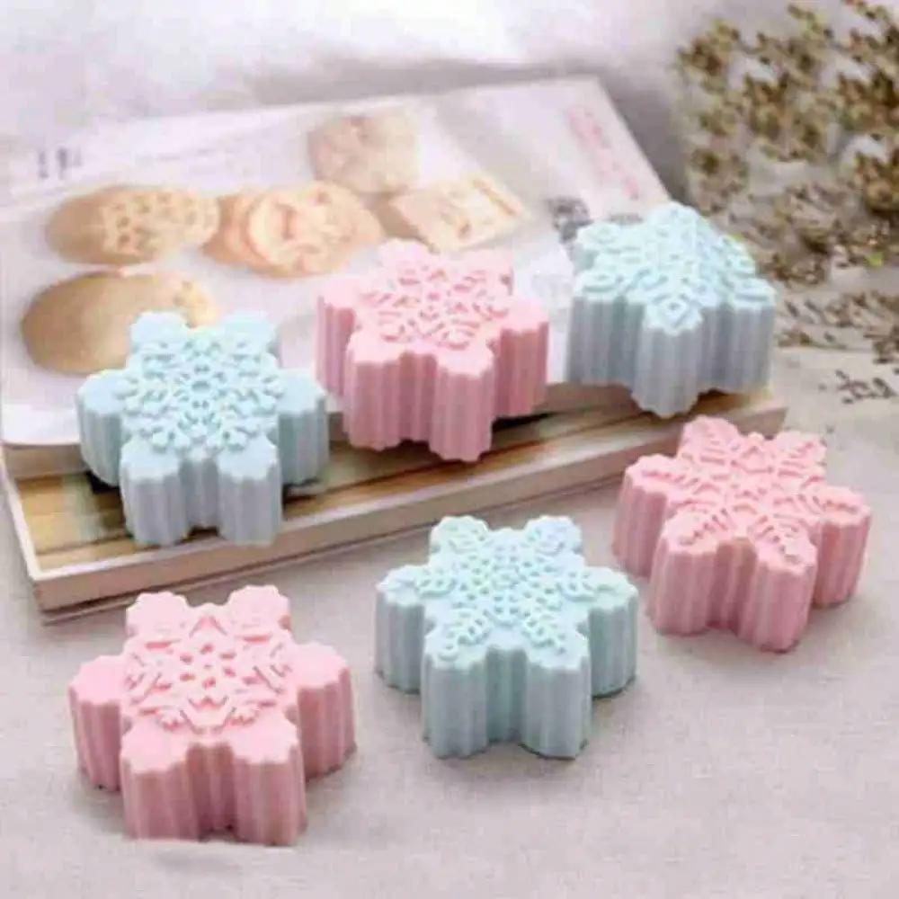Christmas Silicone Molds Snowflake Candles Soap Plaster Sugar Cube DIY Baking Cake Handmade Cookies Non-stick Decorating Tools