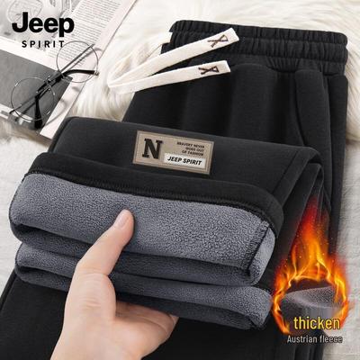 JEEP SPIRIT Men's Loose Fit Fleece Lined Straight Leg Pants