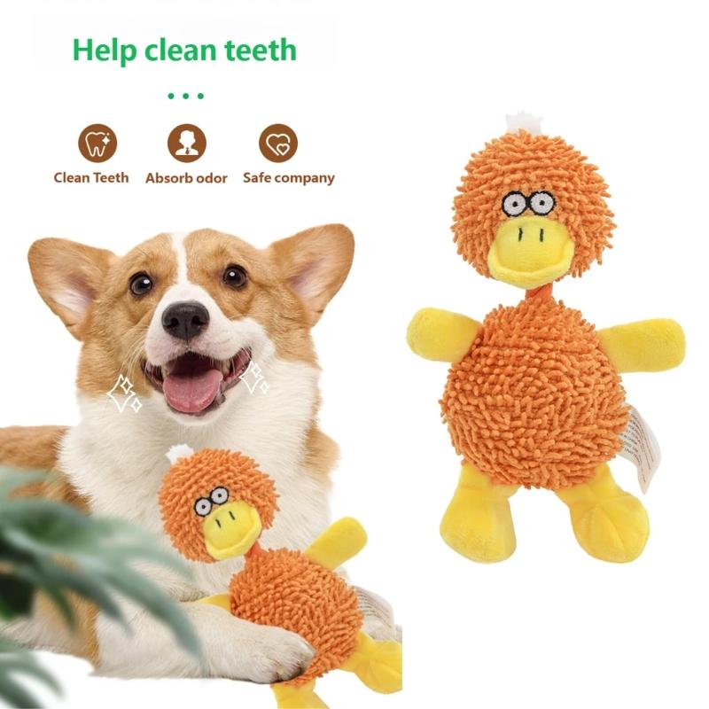 Fun Squeaky Plush Dog Toy Colorful Mop Fiber Puppy Toy for Teething Puppies and Anxieties Reliefs