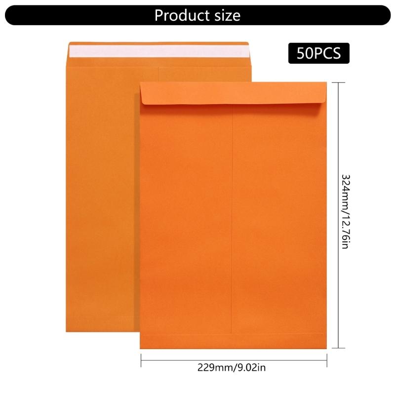 50Pcs Sealing Envelopes 12.7x9Inch Mailing Envelope File Organiser Bag Stationery Supplies for Business Packaging