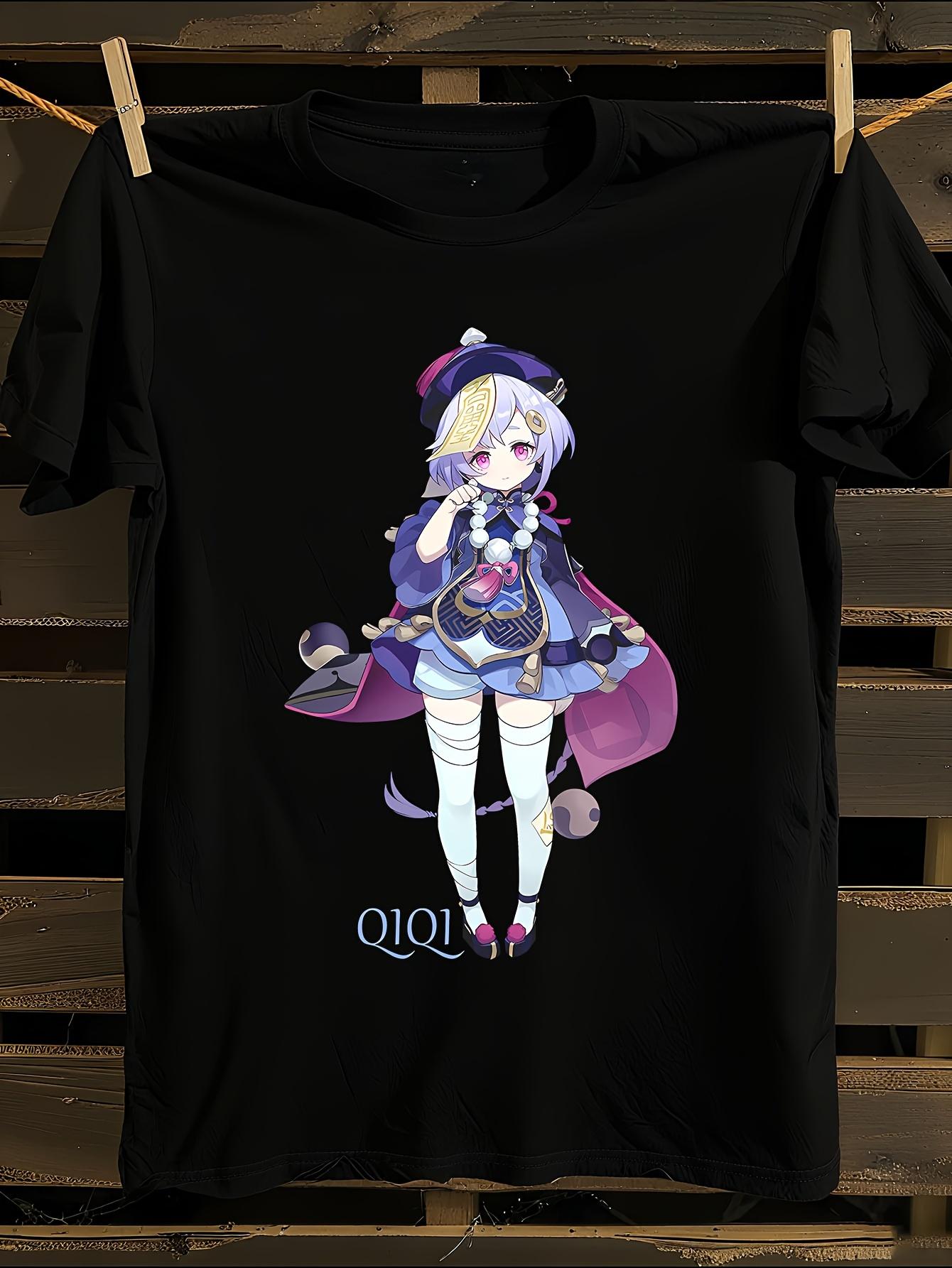 Unisex Black Genshin Impact Qiqi Tshirt L