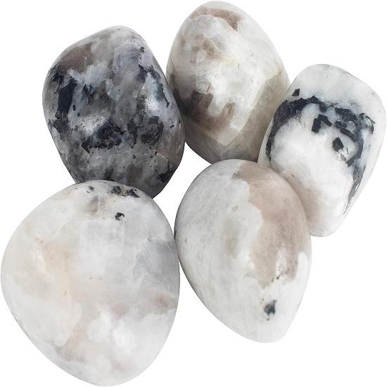 Polished 5Pc rainbow moonstone stones 20-25mm and crystals tumbled stones real healing