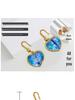 Ocean Blue Heart Crystal Earrings with Inlaid Diamonds & Luxury Ear Hooks