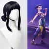 Huntrix Zoey K-Pop Lovci démonů Cosplay Paruka 33cm Černé Vlasové Svazky Vysokoteplotní Hedvábná Paruka+čepice pod paruku