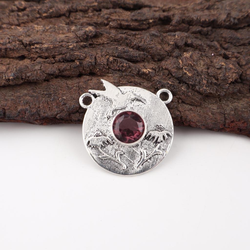 Rhodolite Gemstone Jewelry, Handmade Silver Pendant, 925 Solid Sterling Silver Pendant For Mother's Gift