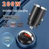 Pull-Ring Dual USB Fast Car Charger with Hidden 200W Flash Charge & Multi-Function Cigarette Lighter