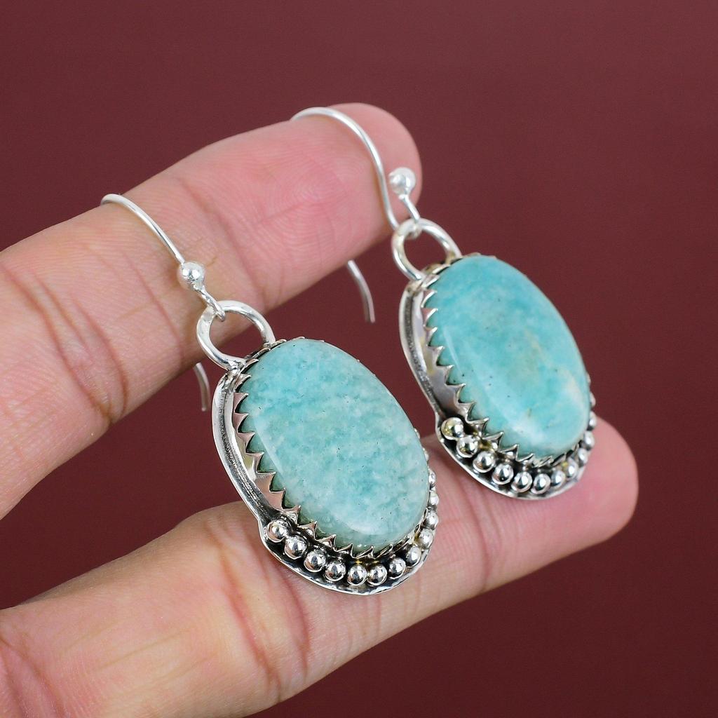 Amazonite Earring Very Pretty Gemstone Earring Handmade Jewelry 925 Sterling Silver Earring Stylish Earrings Gifts For Wife Elegant Jewelry