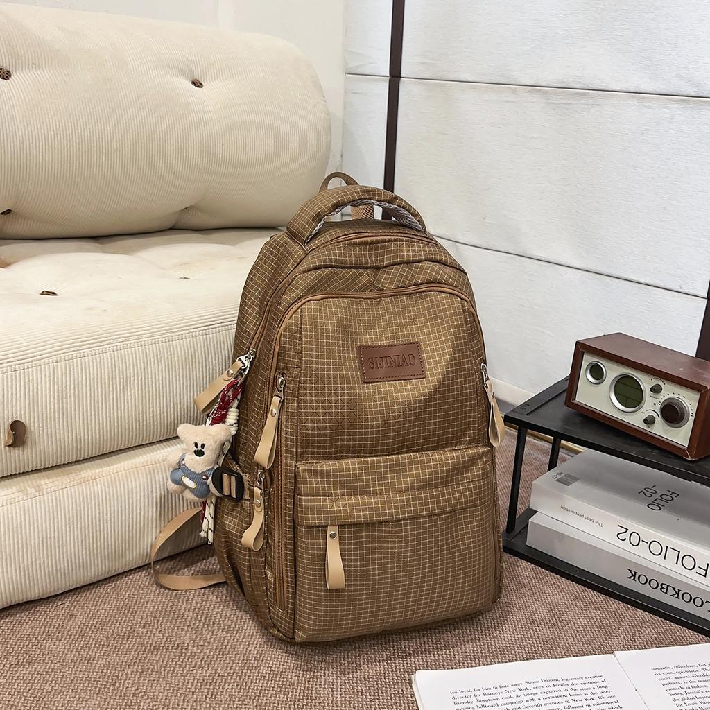 Schoolbag1011 New Schoolbag Female College Student Solid Color Large Capacity Backpack Multi-layer Junior High School High School Student Backpack