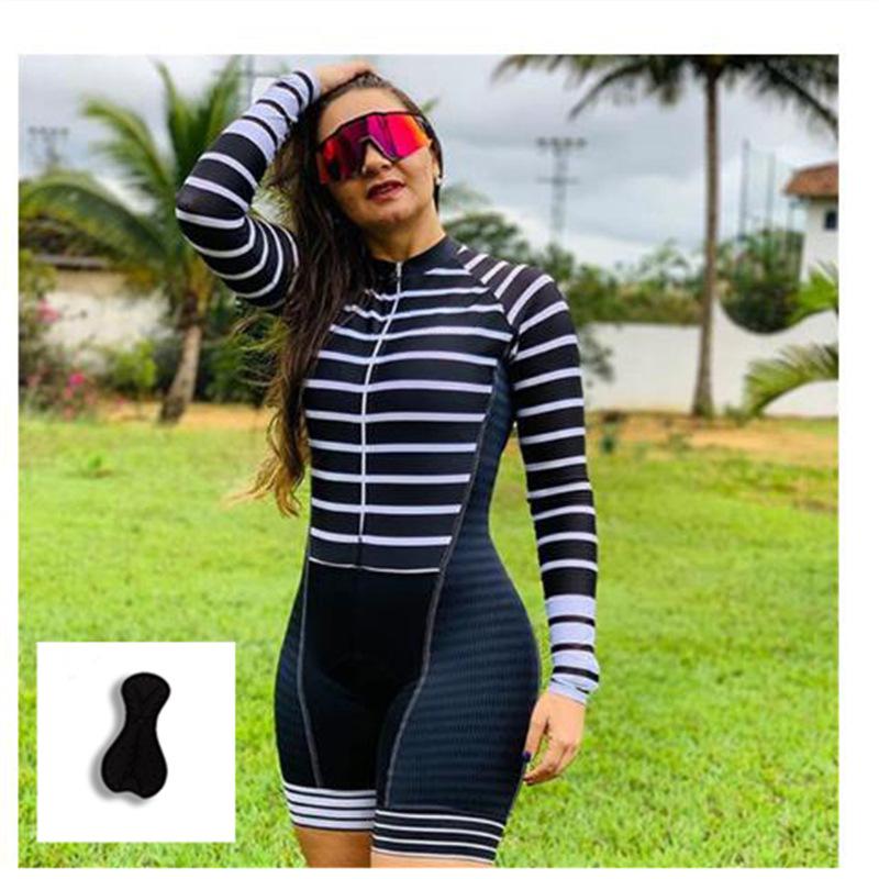 Triathlon Cycling Suit Spring and Summer Women's Long-sleeved Onesie Suit Close-fitting Breathable Quick-drying Tights