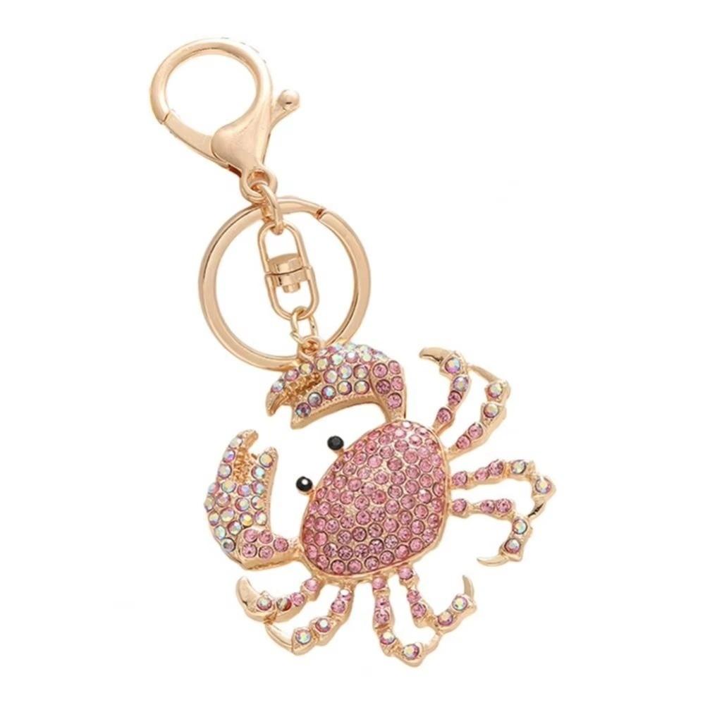 Crab-shaped Crab Keychain Sparkling Rhinestones Crystal Crab Key Ring Cute Crab Charm Key Ring Bag