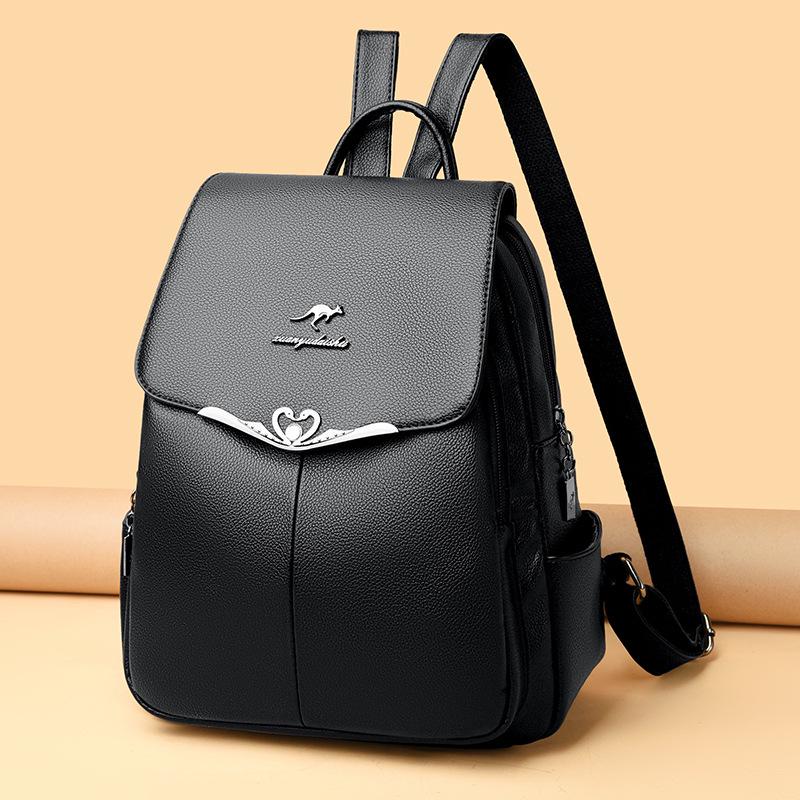 

Women s Large-Capacity Soft Leather Backpack - Fashionable, Multi-Purpose, Travel-Friendly. чорний