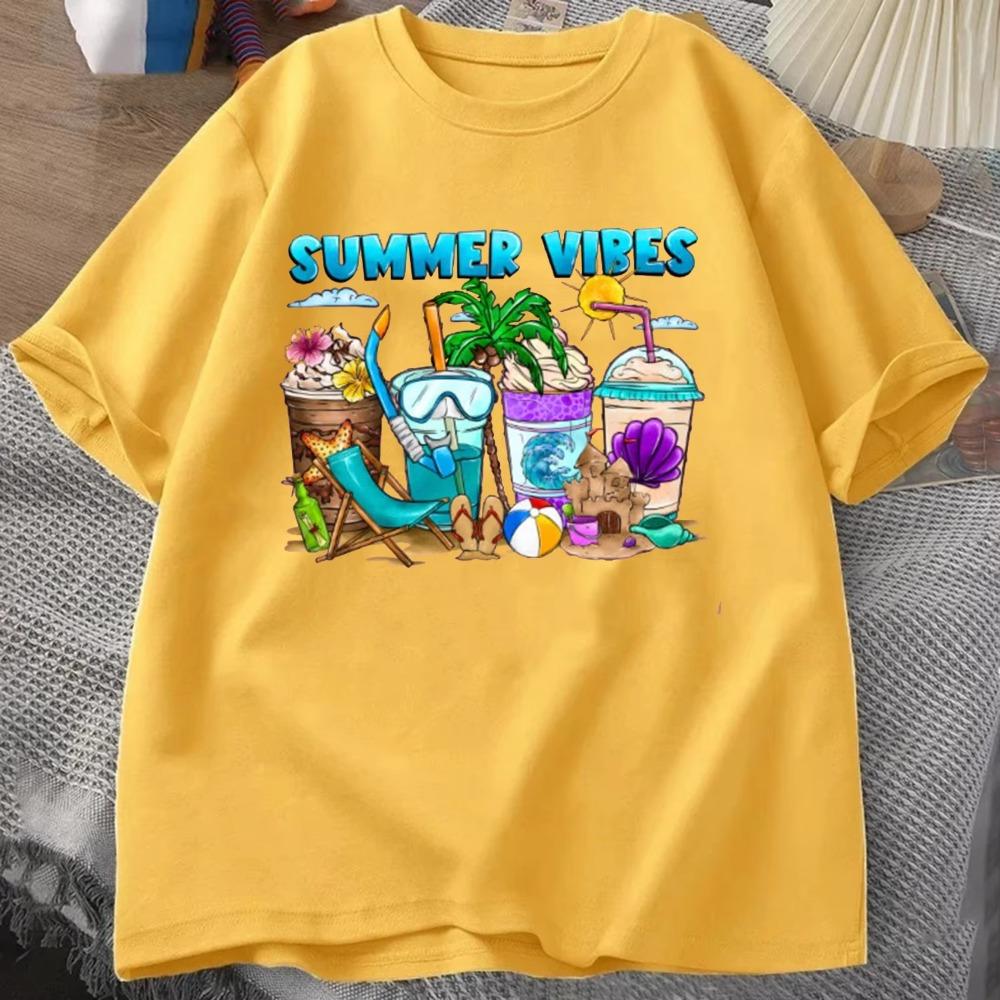 

Summer Vibes Beach Cocktails Unisex T-Shirt Men s Tracksuit Round Neck Short Sleeve Sportswear Casual Fun Tops Cotton Streetwear 5XL різнокольоровий