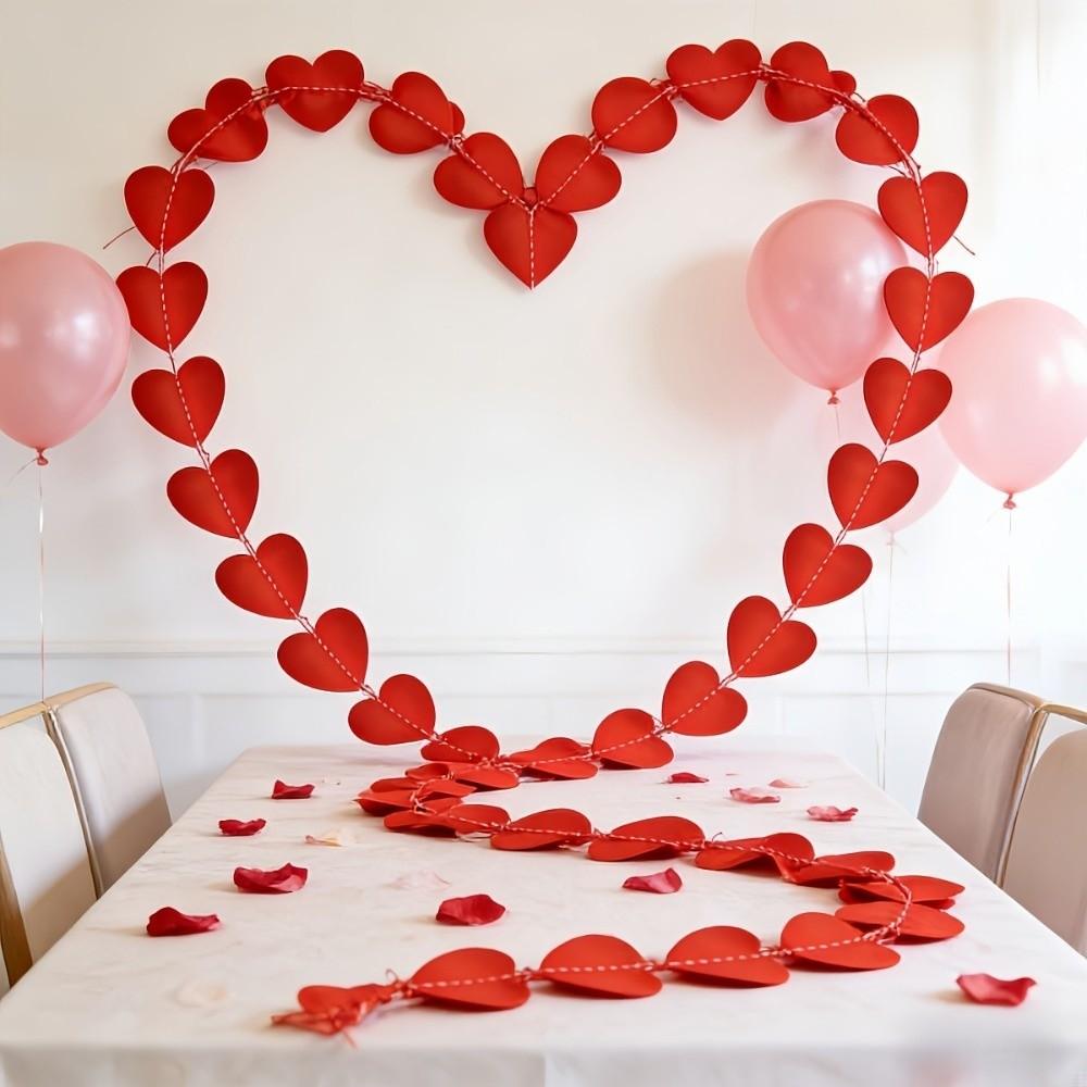 2m 6.5ft Heart String Romantic Valentines Day Decoration Hanging Love Streamer Birthday Party
