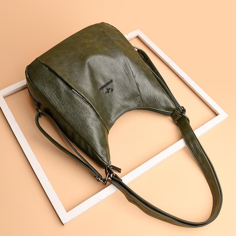 Retro Large-Capacity Messenger Bag Trendy Pu Soft Leather Multi-Functional Backpack Women'S Casual Shoulder Bag