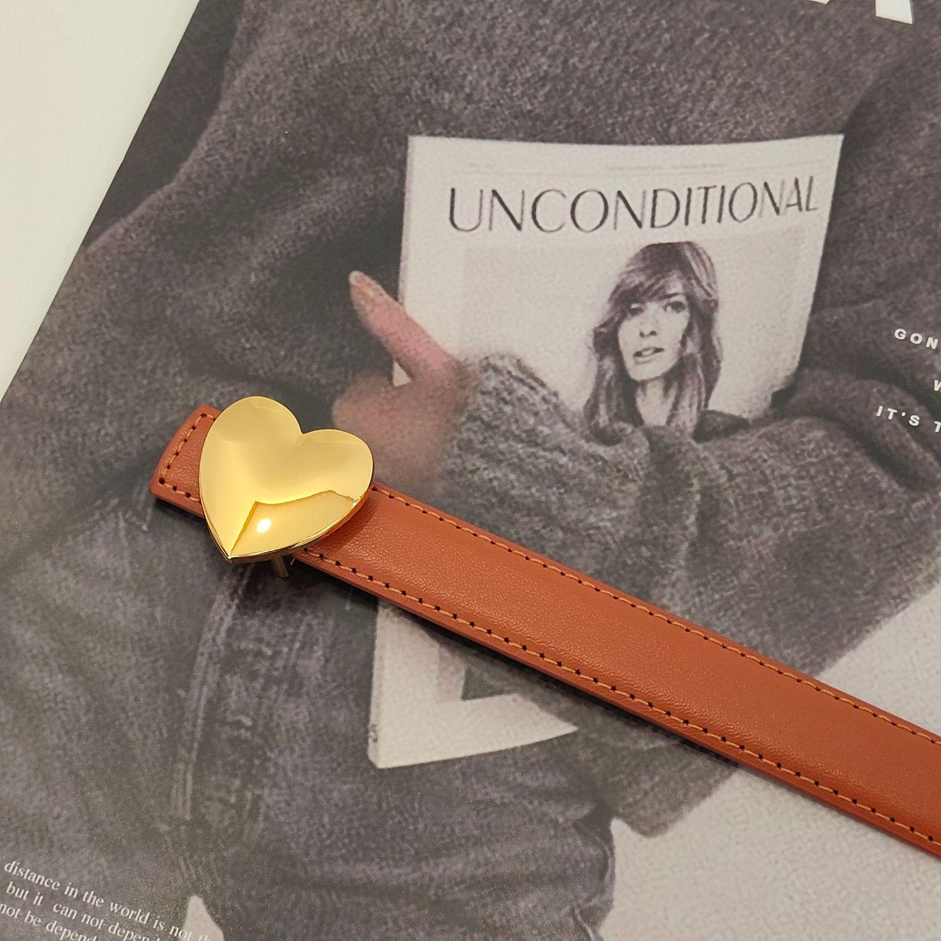 

Ремень из коровьей кожи Color Love, женский, корейский, в форме сердца, широкий, с уплотнителем на талии 110cm оранжевый