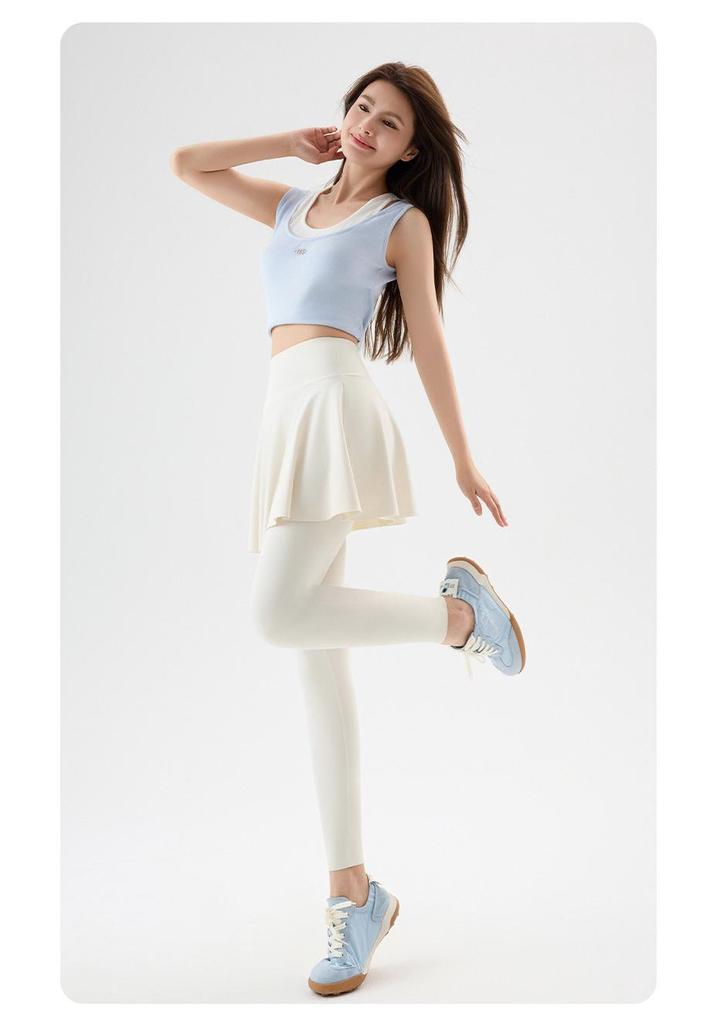 Two-Piece Look Leggings: Hip-Covering, Slimming Yoga Pants for Spring/Autumn 2026