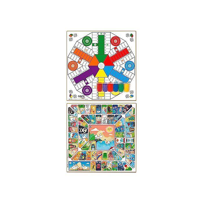 Jeu de Plateau - Cayro - Planche Parcheesi 6 Et Oie - Bois - Design Classique - 40X40 cm