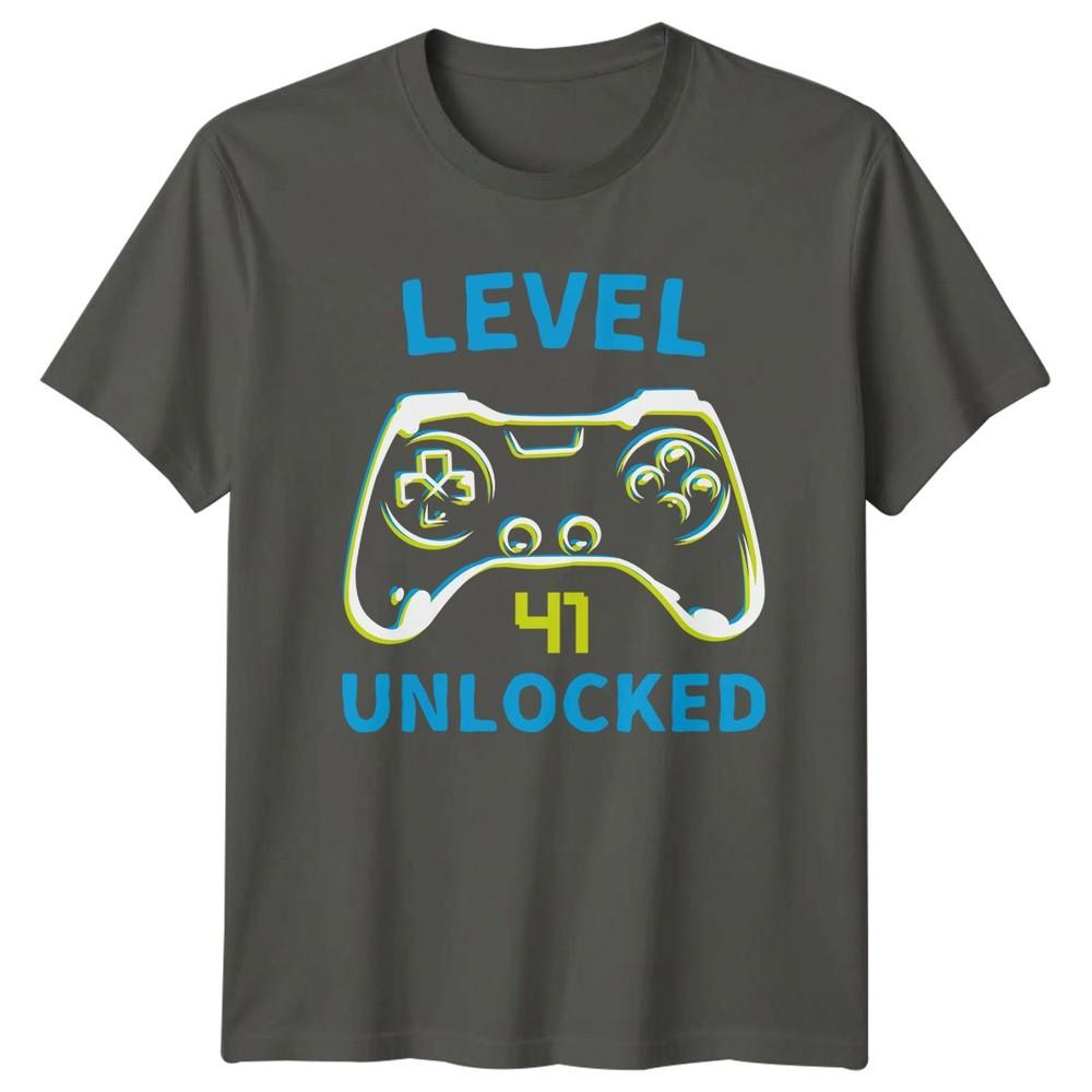 Level 41 Unlocked TShirt Gamer Gaming 41st Birthday Gift For Him And Her S