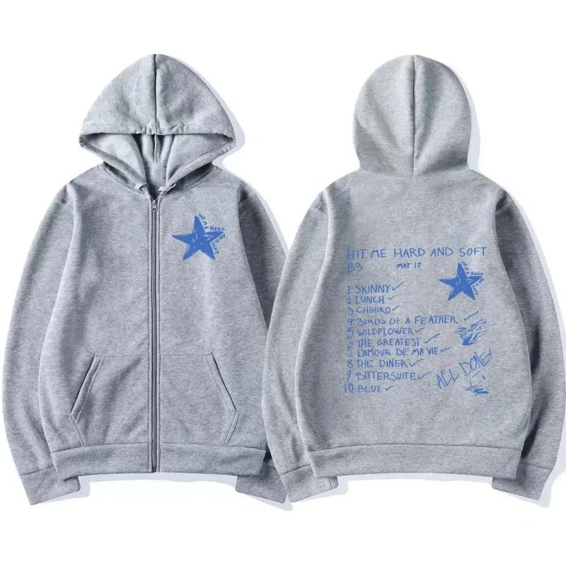 Hit Me Hard and Soft 2026 Tour Reißverschlussjacken Herbst Winter Freizeit Fleece Reißverschluss Hoodies Hip Hop Oberteile Strickjacke Unisex Streetwear