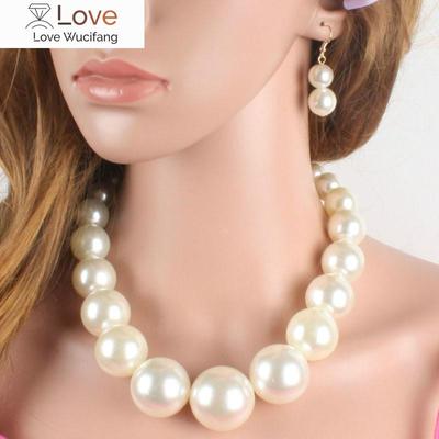 Luksusowy okrągły duży imitowany perłowy naszyjnik i kolczyki zestawy biżuterii dla kobiet oświadczenie choker nowe modne naszyjniki zestaw biżuterii