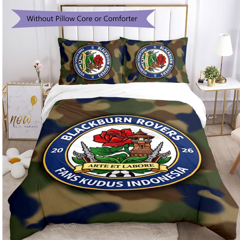 Blackburn Rovers Football Printed 3 Pieces Bedding Set, Comfortable Skin Friendly Bedroom Duvet Cover Set