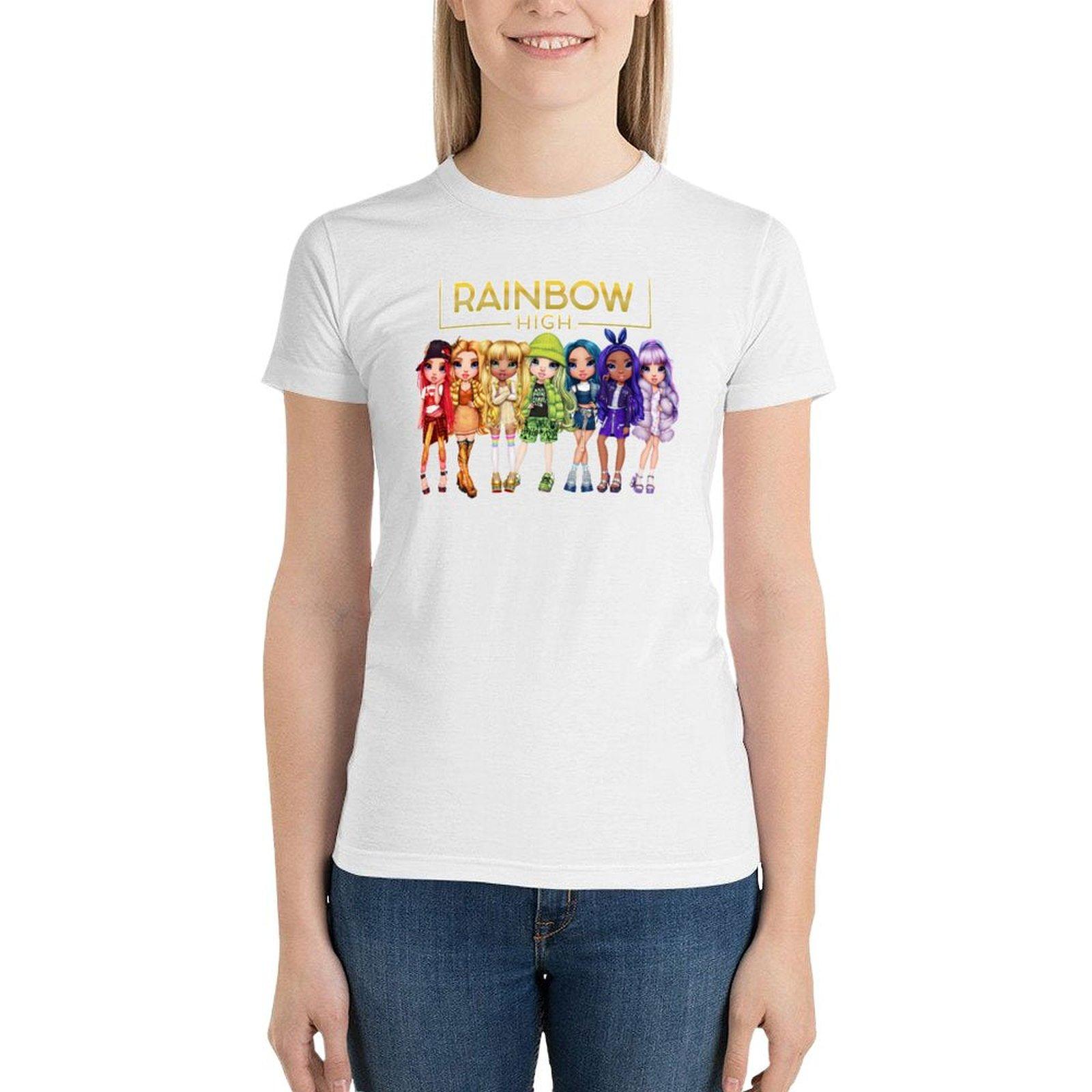 

Футболка Rainbow High с главными героями и логотипом, летняя блузка, женская футболка L