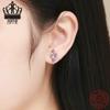 Aifuluo Pink Plum Blossom Zircon Stud Earrings - Pure Silver, White Gold Plated, S925.