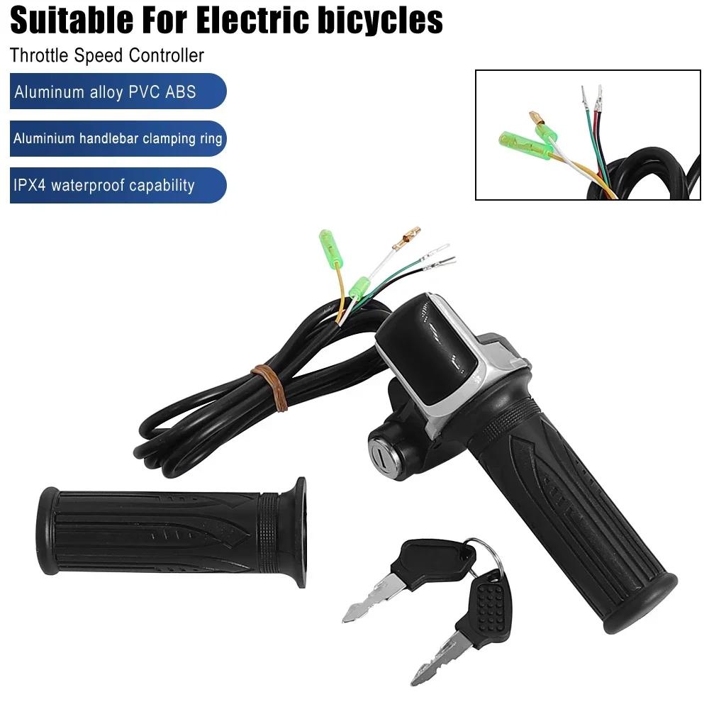 24/36/48/60V Throttle Handlebar Grip Power Speed Rotary With Key With LCD Battery Display For Electric Scooter Bike Parts
