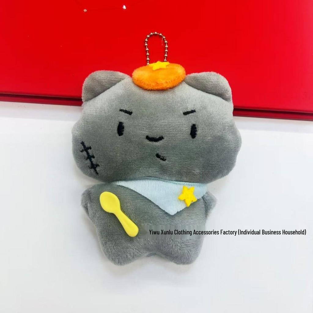 Sac Bandoulière Paresseusement Mignon Loup Gris & Chat Noir en Peluche avec Accessoire DIY & Décoration de Chaussures