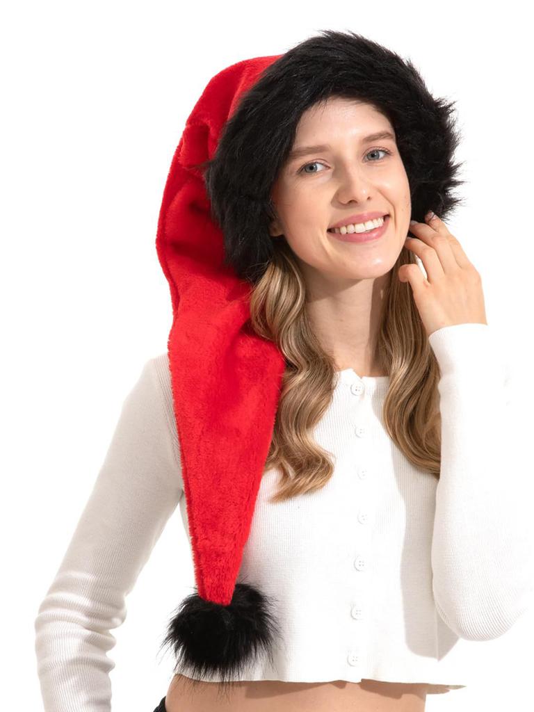 1pc Plush Christmas Hat, Christmas Party Hat, Men's and Women's Christmas New Year Party, Christmas Party Decorative Hat