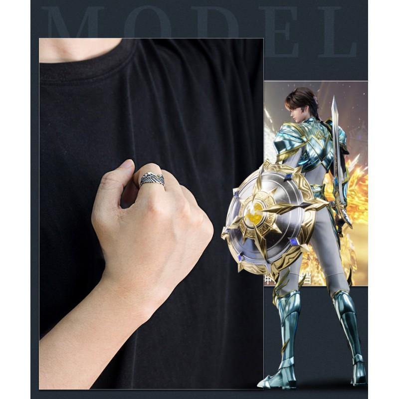 Adjustable Open Ring Men Women Copper Vintage Geometric Wing Design Retro Style Fashion Accessory