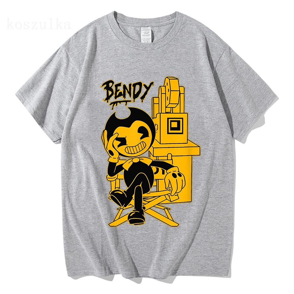 Spiel Bendy and The Ink Machine T-Shirt Sommer Kurzarm Damen T-Shirts Streetwear Unisex Locker Rundhals Grafikdruck T-Shirts