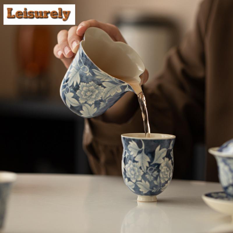 150ML Soda Glasur Yuan Blau und Weiß Keramik Teekanne Teeverteiler Cha Hai Spender Gerechtigkeitsbecher Fair Becher Teegeschirr Zubehör