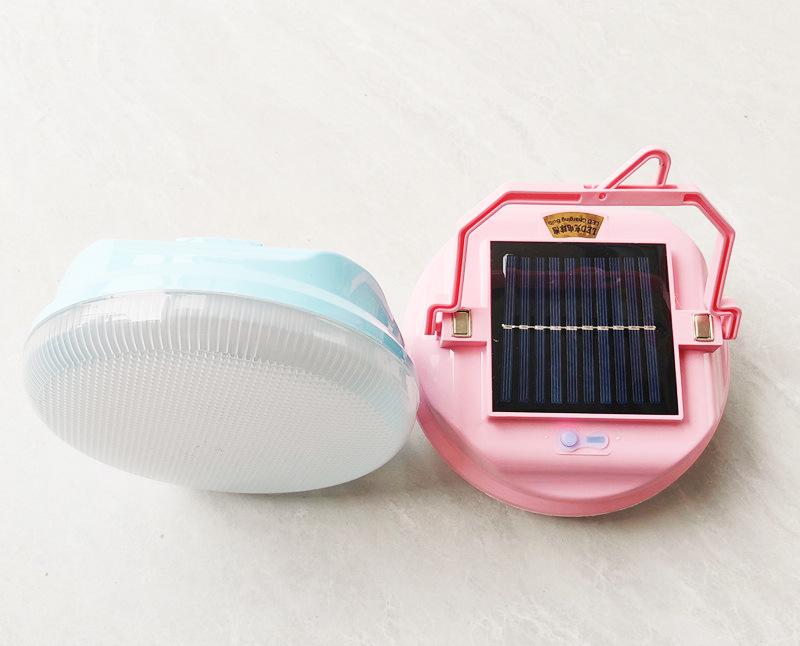 Portable Solar-Powered Three-Speed Waterproof Camping Light with Hook and USB Charging
