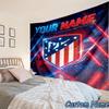 Custom Name Atletico Madrid Crest Tapestry Accessories for Bedroom,Livingroom, dormitory Room Wall Hanging Decor, Fan Birthday Gifts